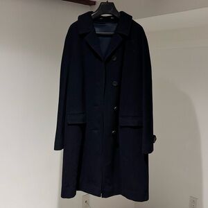 Elegant Navy Blue cashmere-wool Overcoat